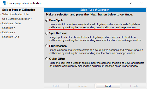 Burn Spots Option Selection