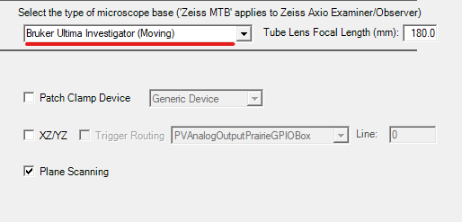 Microscope Base Settings in the Miscellaneous Tab