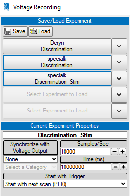 Voltage Recording Experiment Settings